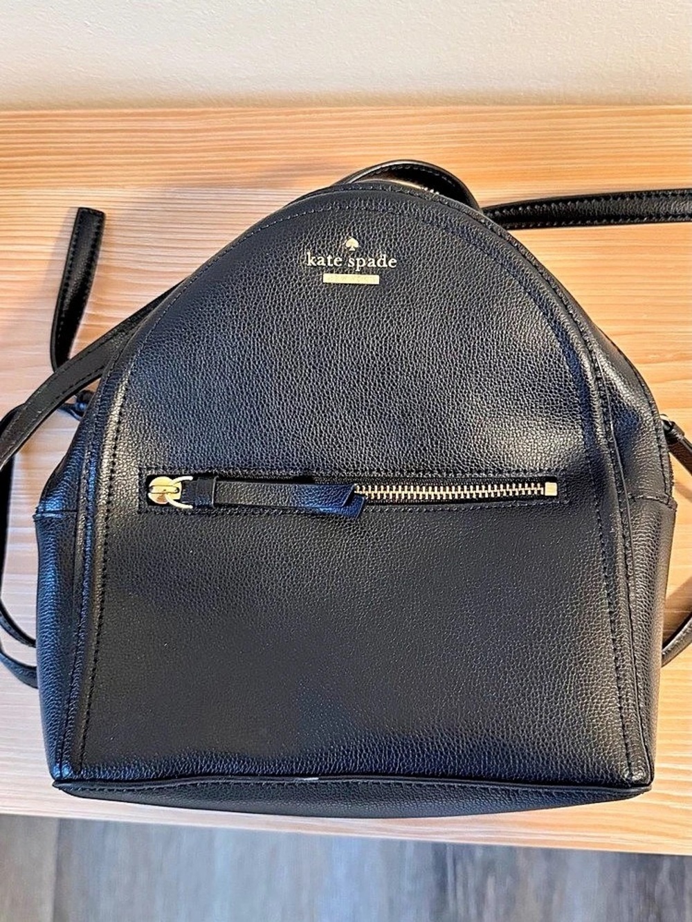 Kate Spade Small Black Leather Backpack
